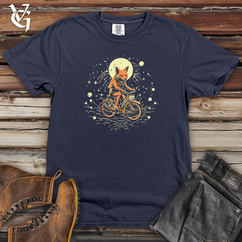 Retro Cosmic Bicycle Fox Heavy Cotton Comfort Colors Tee