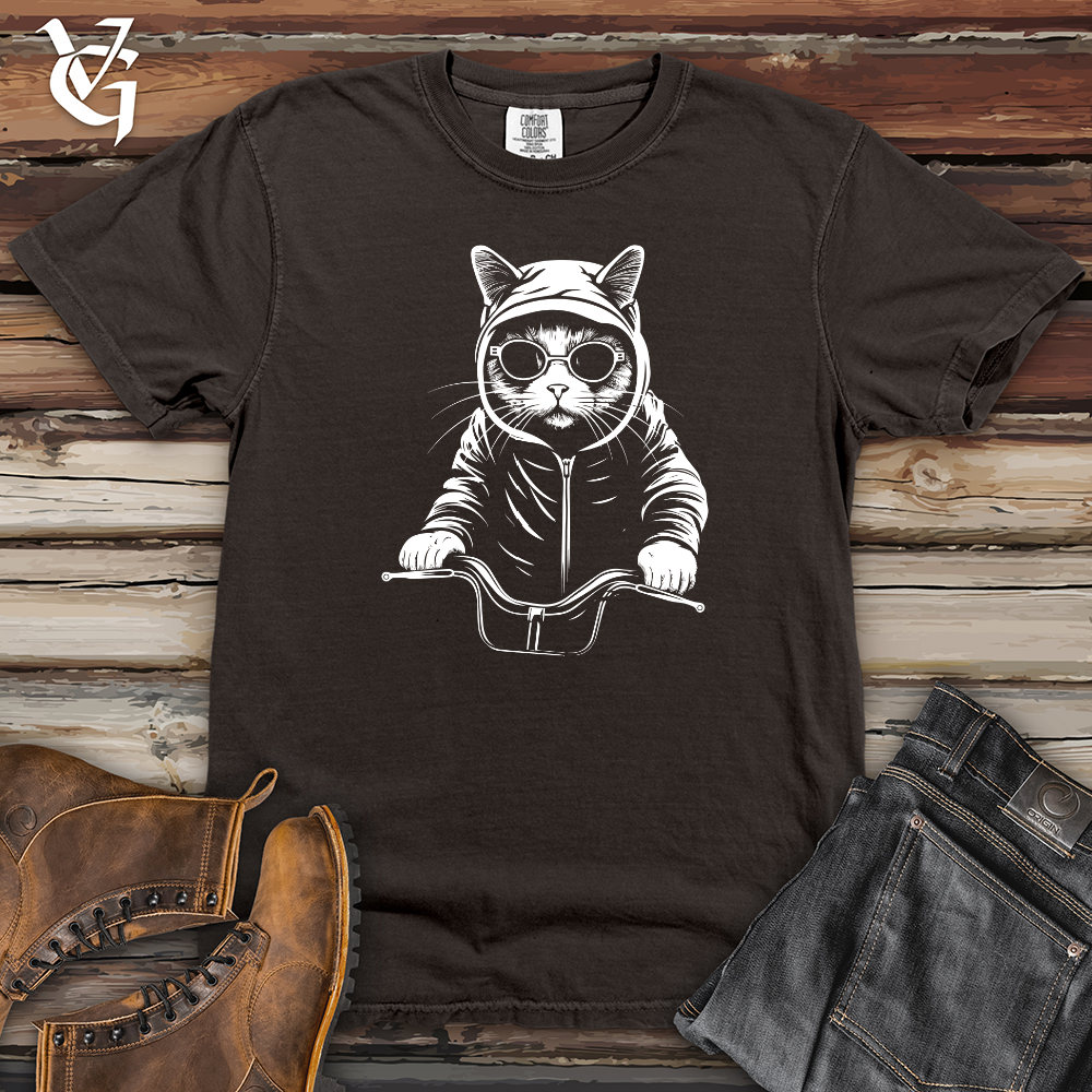 Retro Cycle Cat Heavy Cotton Comfort Colors Tee