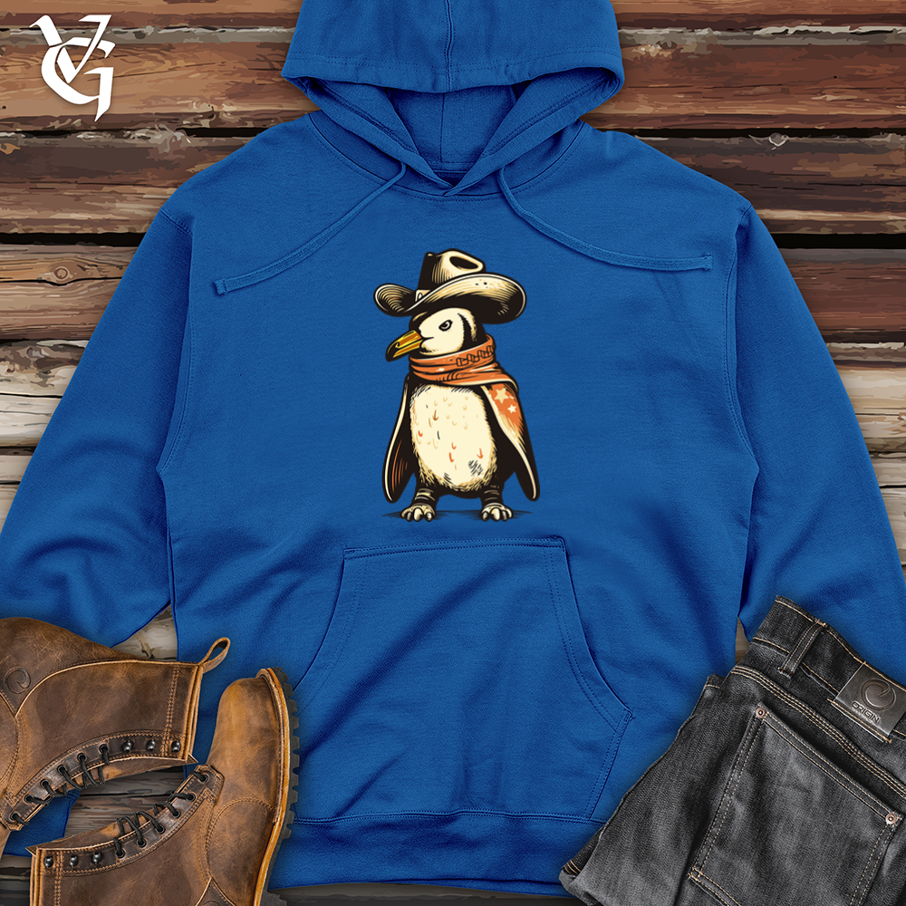 Retro Cowboy Penguin 01 Midweight Hooded Sweatshirt