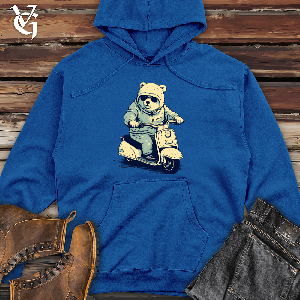 Retro Scooting Bear Midweight Hooded Sweatshirt