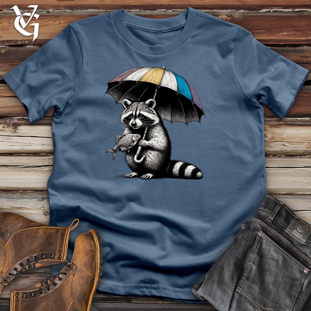 Raccoon is Holding The Umbrella Cotton Tee