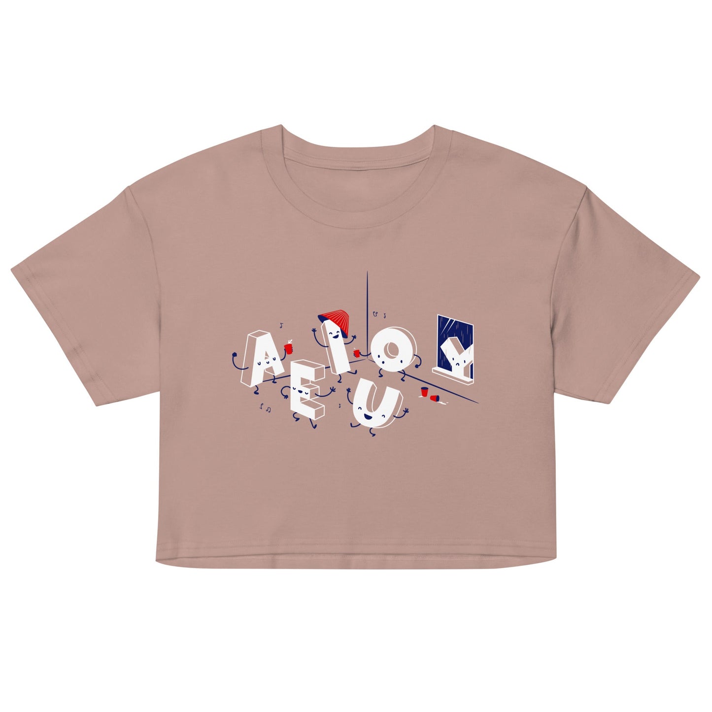 Vowel Party Time Women's Crop Tee