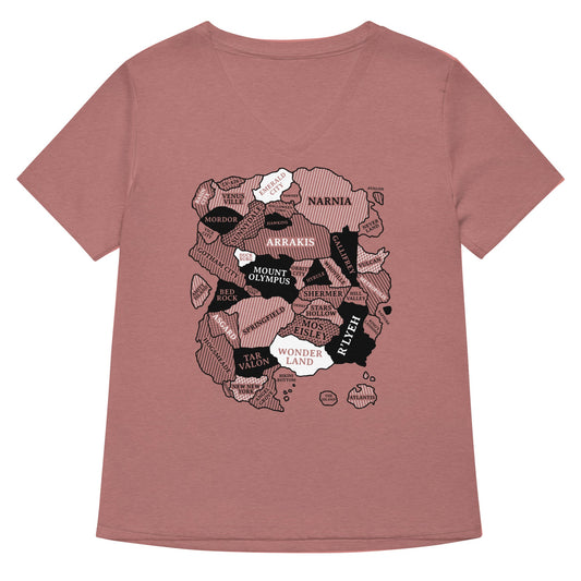 World Map Women's V-Neck Tee