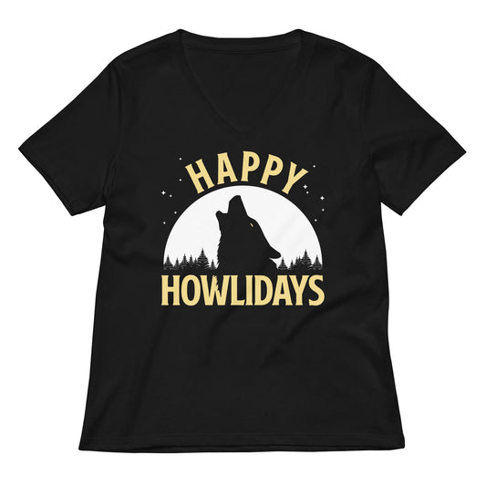 Happy Howlidays Women's V-Neck Tee